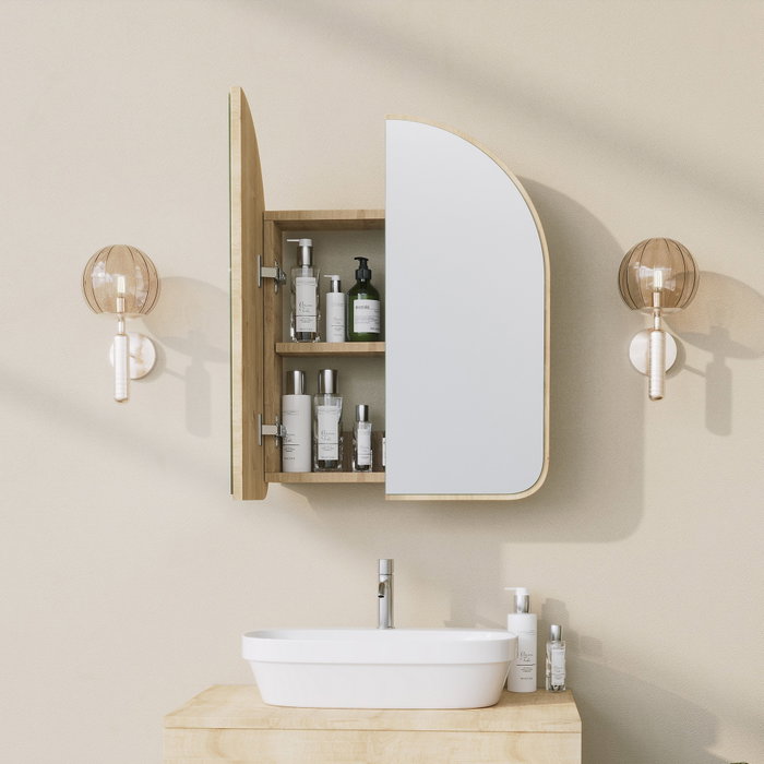 Hanah Home Armario de Baño Beige 50x45x12 cm con Espejo 70x60x2 cm Calidad Duradera